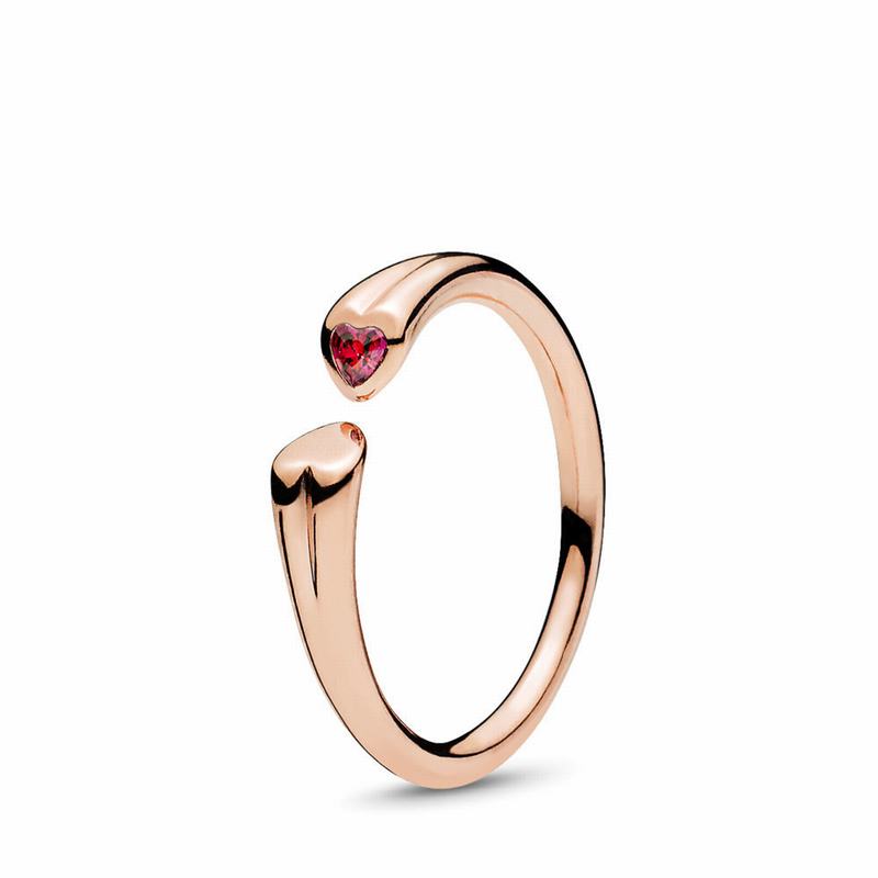 Pandora Polished & Sparkling Hearts Open Stackable Ring - Pandora Rose/Red/Cubic Zirconia - Canada |